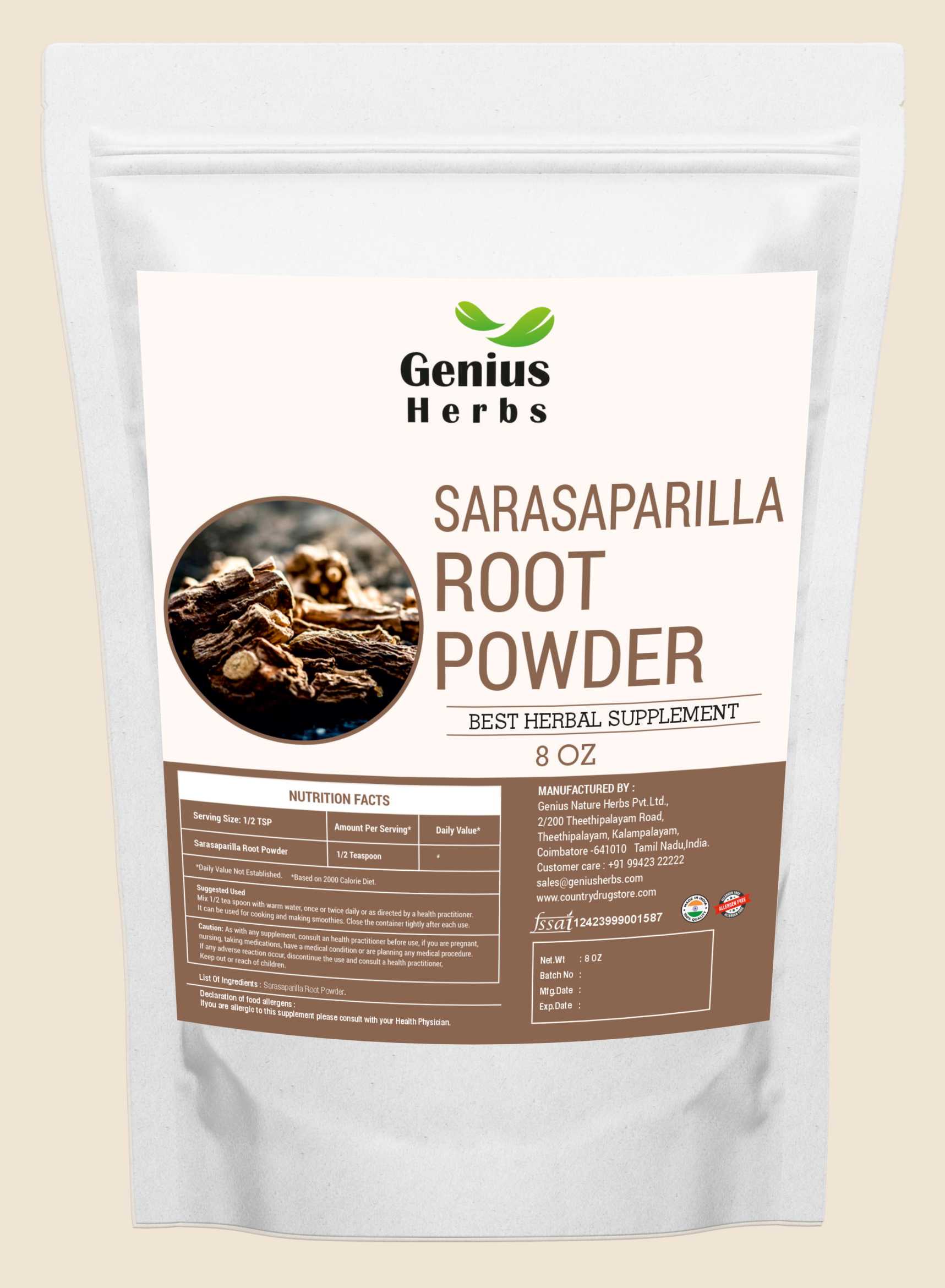 Sarsaparilla Root Powder Wholesale Manufacturer & Supplier in India